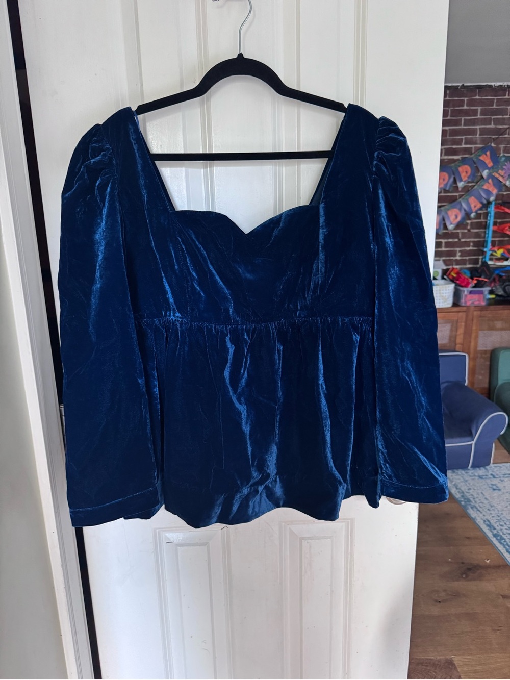 Hyacinth House Sapphire Velvet Sweetheart Sue Blouse